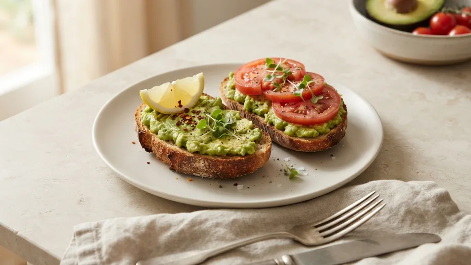 Würziges Avocadobrötchen mit Tomaten